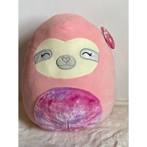 Squishmallows Pink Sloth Taryn Valentine 16 inch - Picture 1 of 11